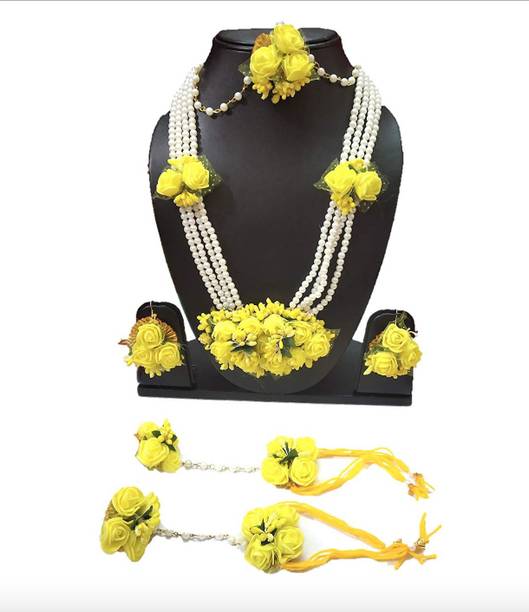 ALICIA Fabric, Paper Yellow, White Jewellery Set