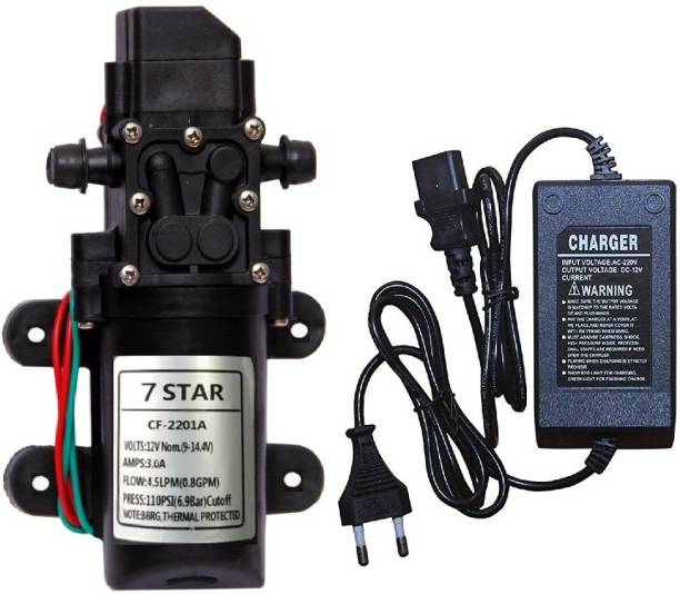 BALRAMA 12 Volt DC 4.5 Lpm Water Pump with Power Supply Charger Battery Operated Motor Diaphragm Water Pump