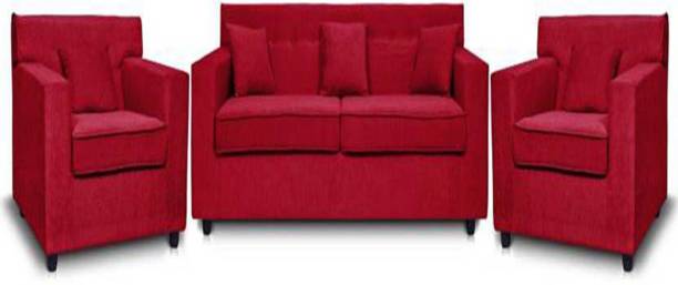 DHANJI DESIGNS Leatherette 3 + 1 + 1 RED Sofa Set