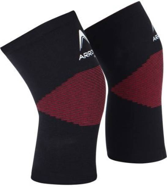 ArrowMax BEST IN CLASS 4 WAY STRETCH COMPRESSION KNEE CAP SUPPORT ( PAIR)BLACK-MEDIUM Knee Support