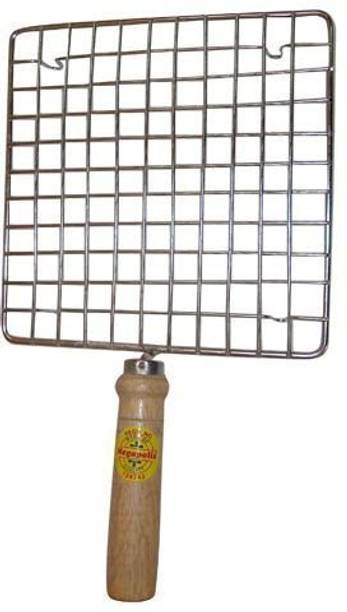 BONBURY Barbeque Jali Roti Roast Grill Papad Roaster Chapati Toast Grill Wooden Handle 1 kg Roaster