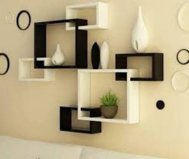 classiconline MDF WALL DECORATION Rectangular Intersecting Floating Wall Shelf MDF Wooden Wall Shelf