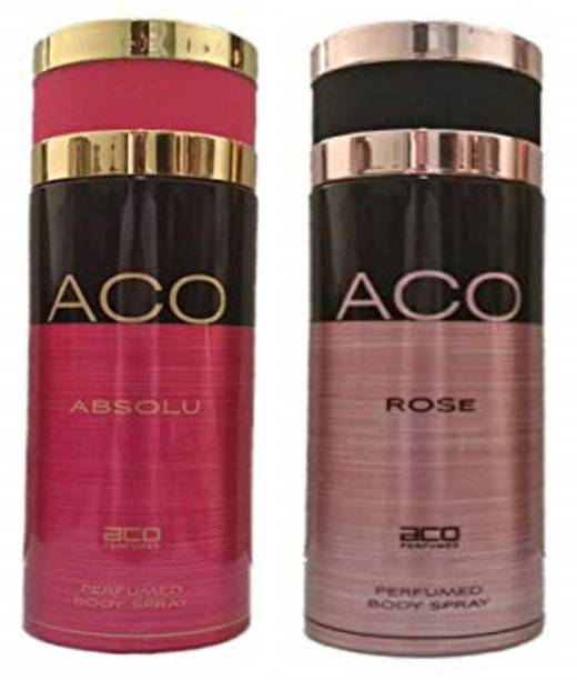aco Absolu and Rose Perfumed Body Spray 200ML Each (Pack of 2) Body Spray  -  For Men & Women
