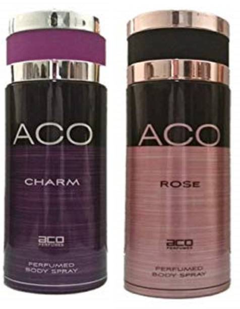 अको Charm and Rose Perfumed Body Spray 200ML Each (Pack of 2) बॉडी स्प्रे  -  पुरुषों और महिलाओं के लिए