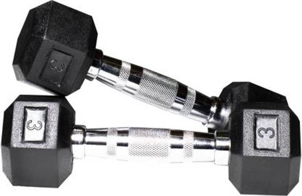 DreamFit Pair Of 3 Kg Rubber Coated Hex Dumbells 3 X 2 TOTAL 6 KG Fixed Weight Dumbbell