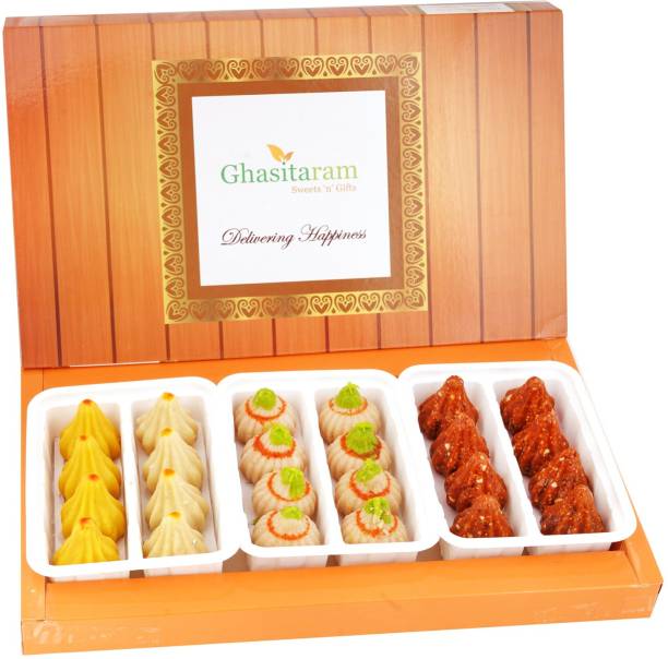Ghasitaram Gifts Box of Mawa ,Kaju and Kaju Anjeer/Figs Modaks Box