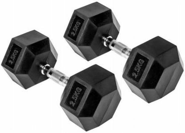 NSP Pair Of 2.5 Kg Rubber Coated Hex Dumbbells( 2 x 2.5kg = 5 kg Fixed Weight Dumbbell