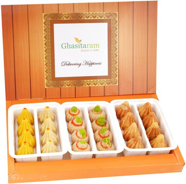Ghasitaram Gifts Box of Mawa ,Kaju and Mysore Pak Modaks Box
