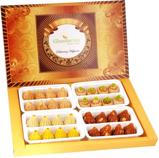 Ghasitaram Gifts Big Box of Mawa ,Kaju, Milk Cake and Dodha Barfi Modaks Box