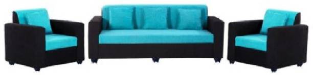 sreebala Leather 3 + 2 black Sofa Set