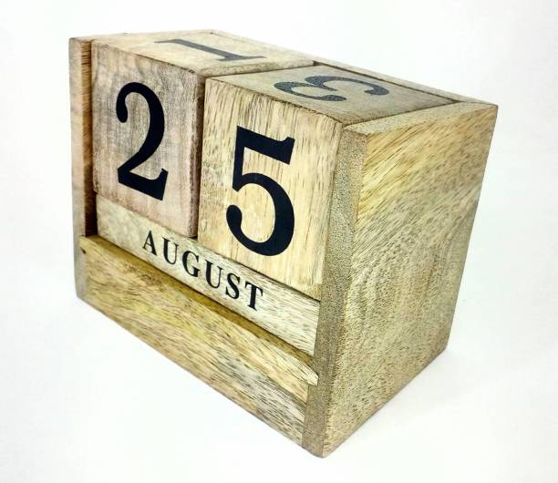 Priyanshu Decor Handcrafted Never Ending Date Calendar Reusable Year After Year Table Calendar