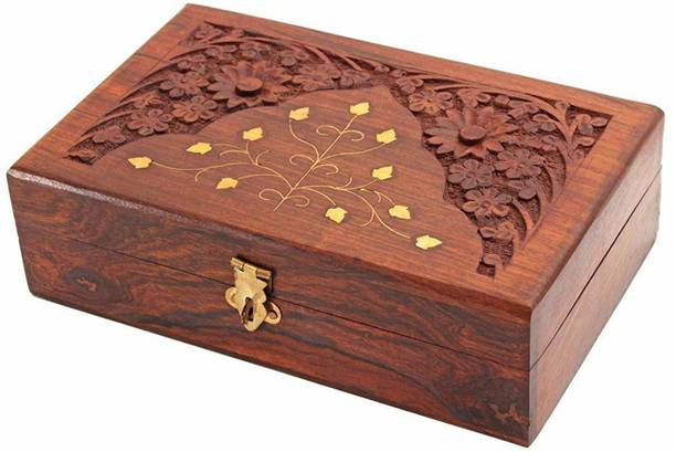 WOODINO Wooden Jewellery Box Jewellery Vanity Box (Brown) 4 inch jewellery box Vanity Box