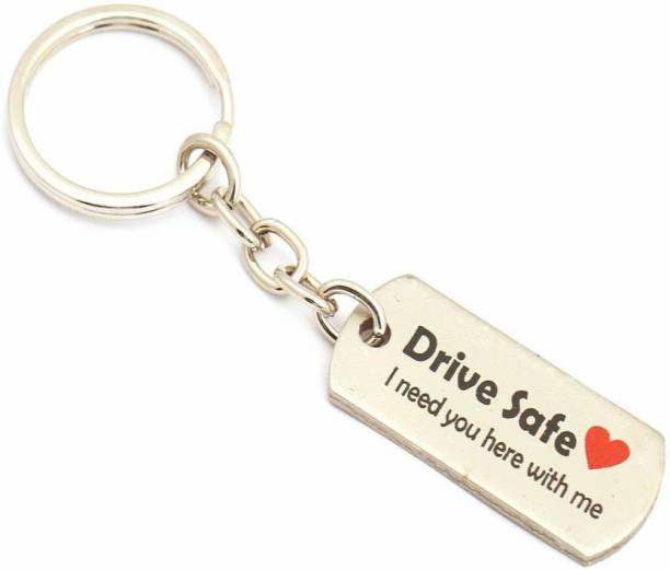 seasons Drive Safe I Need You Here with Me metal matte silver key chain Key Chain