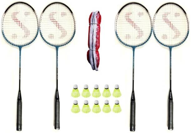 Monika Sports Badminton Combo pair of 2 racquets + 10 pc Shuttle cock Badminton Kit