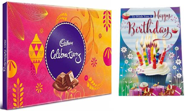 Cadbury Perfect Gift For Birthday|Celebration Gift Pack Chocolates With Attractive Birthday Greeting Card Combo