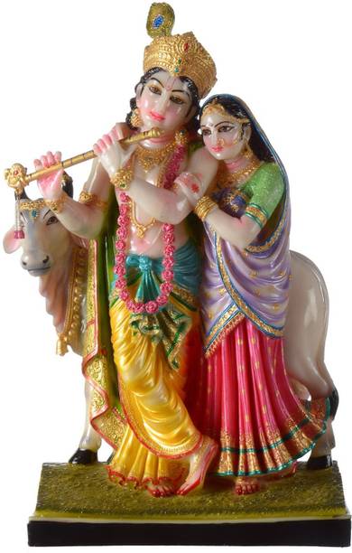 Gifts 'N' Greetings Home Décor Polyresin Radha Krishna With Cow Show Piece Decorative Showpiece  -  40 cm