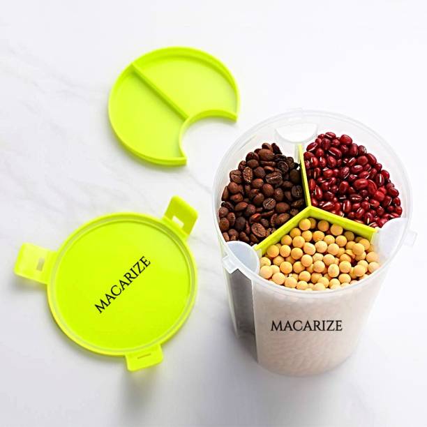MACARIZE 3 Compartment Air Tight  - 1500 ml Plastic Grocery Container