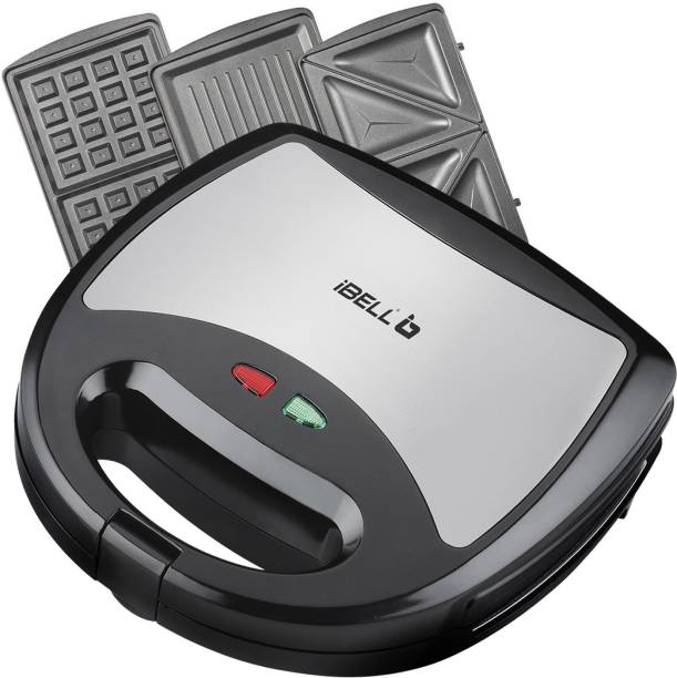 iBELL SM1301 Sandwich Maker 3 in 1, Detachable Plates for Toast, Waffle, Grill, 750W Toast