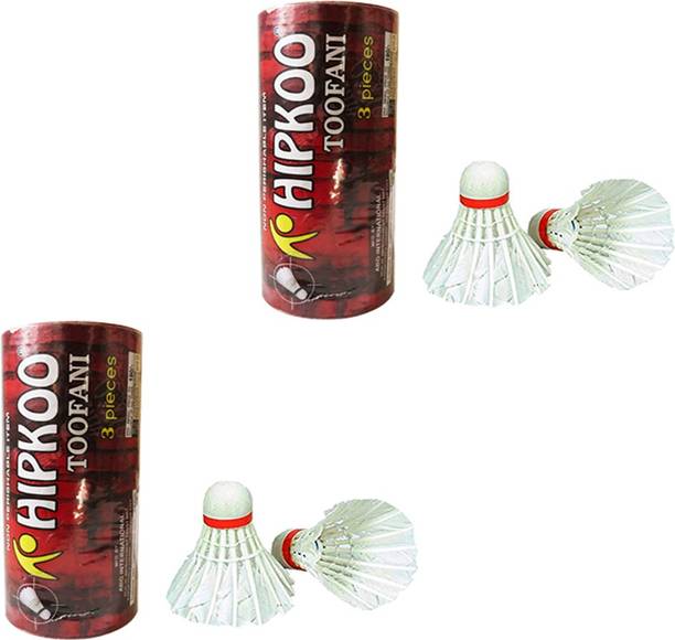 Hipkoo Toofani Classic Smash Badminton Shuttles Feather Shuttle  - White