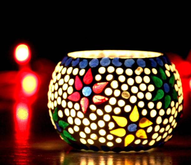 Craft Junction Handmade Mosaic Tealight Glass 1 - Cup Tealight Holder Set