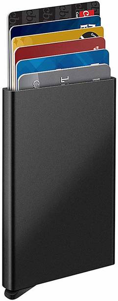 StealODeal Black Automatic Pop Up Slim Aluminium Debit/Credit/ATM Slots 6 Card Holder