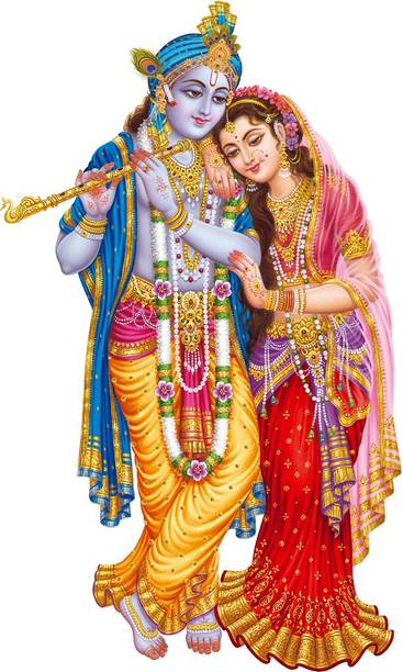 god & god's 38 cm Radha Krishna Modern Art 125 Self Adhesive Sticker