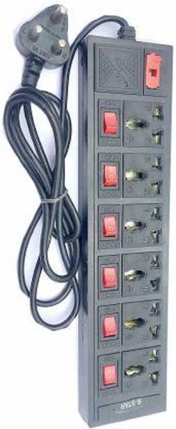 D-DEVOX 01245AC 125V/230V 6 Amp, 6 Plug 6 Socket Surge Protector (Black) 6  Socket Extension Boards