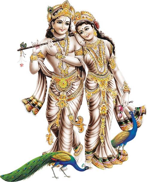 god & god's 51 cm Radha Krishna Modern Art 197 Self Adhesive Sticker