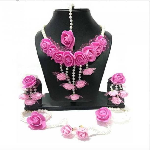 style revolver Fabric, Paper Pink, White Jewellery Set