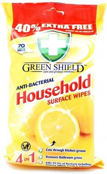 green shield Anti Bacterial Household Surface Wipes 70's