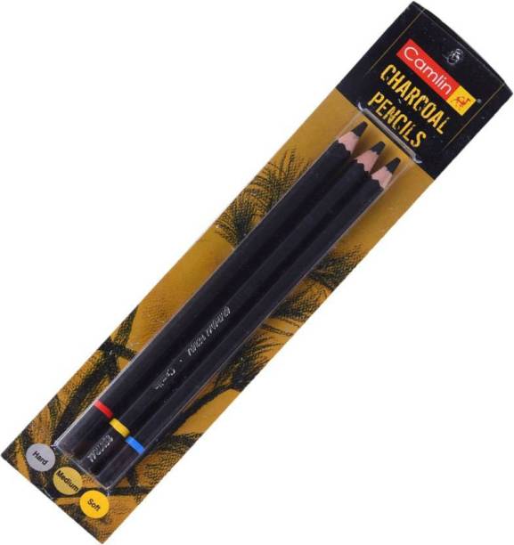 Camlin Charcoal soft Medium Hard pack of 1 Hexagonal Shaped Color Pencils