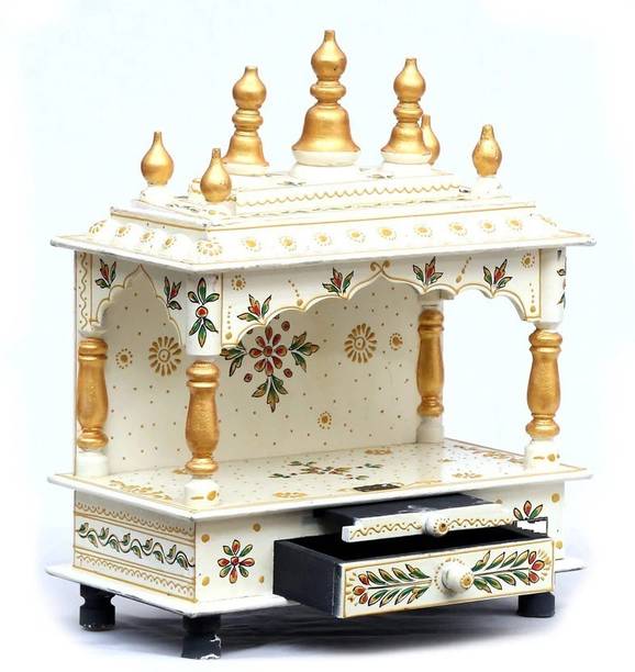 FurniGully Mandir Wooden Temple for Home Pooja, Arti Temple for Home and Office Solid Wood Home Temple