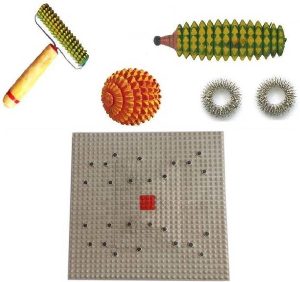 NP NAVEEN PLASTIC KI-828 Acupressure Mat With Roller , karela , ball And Massage Rings Massager
