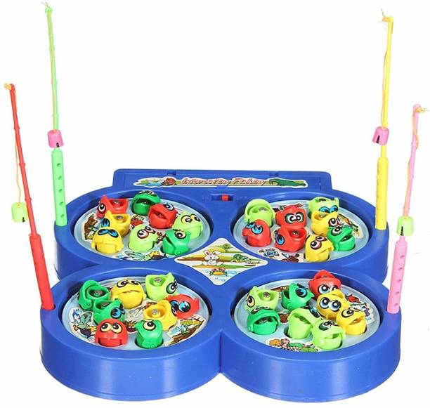 Sanchi Creation Fish Catching Game for Kids, 2 - 4 Players, Game with 4 Pools Multicolor Party & Fun Board Game