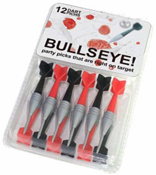 BONZEAL Dart Shaped Reusable Plastic Fork Bullseye Dart Toothpick Stick