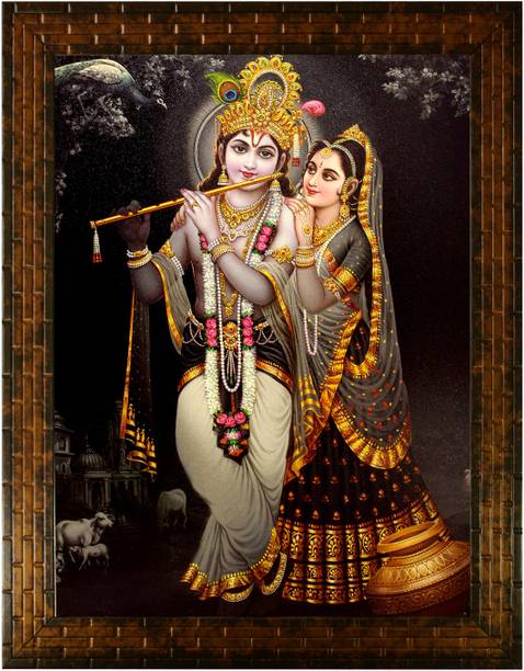 इंडियानारा Radha Krishna 2309 डिजिटल रीप्रिंट 13 inch x 10.2 inch पेंटिंग