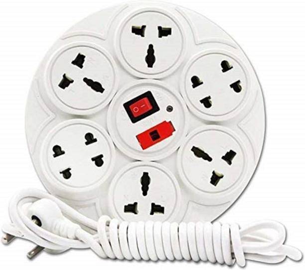 Black Apple 8+1 Socket Extension board | 6 Amp | 2 Meters Cable | Fuse | Led Indicator 8  Socket Extension Boards