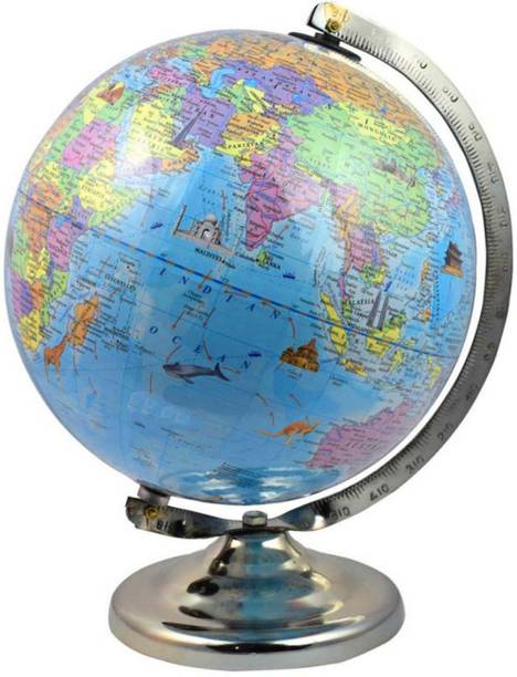 iQKids Educational Political Laminated 8 Inches Globe with Monuments Desk & table Top Political World Globe