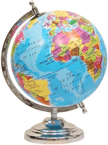 GeoKraft 8 Inches Educational Political Globe with Chrome arc Desk and Table top Political World Globe