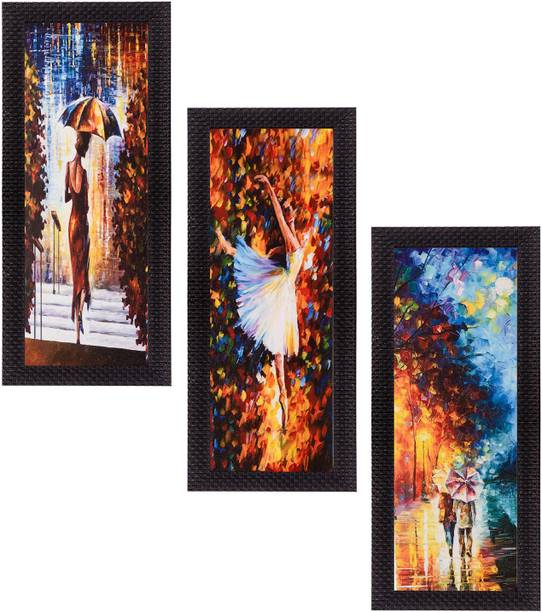 एक्राफ्टिंडिया Set of 3 Decorative Canvas Painting कैनवास 16 inch x 7 inch पेंटिंग