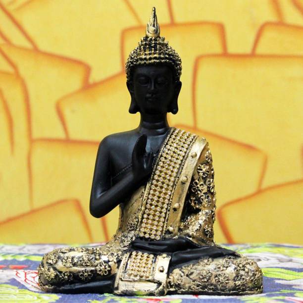 Craft Junction Beautiful Black Golden Blessing Buddha Decorative Showpiece  -  20 cm