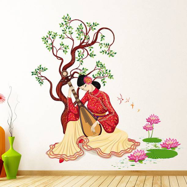 Aquire 110 cm A Chinese Girl Playing Lute Under The Tree - Double Sheet Sticker