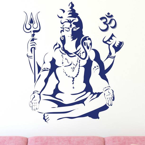 Aquire 60 cm Lord Shiva Om Meditating Wall for Home Self Adhesive Sticker