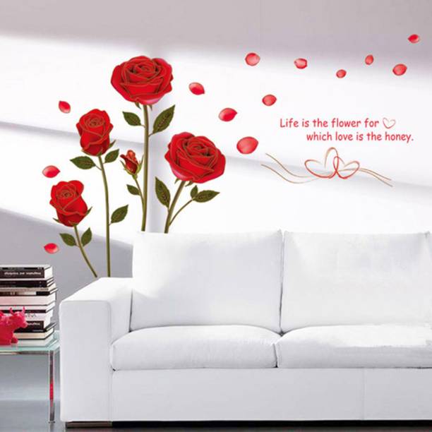 Aquire Bedroom Romantic Rose Flowers Self Adhesive Sticker
