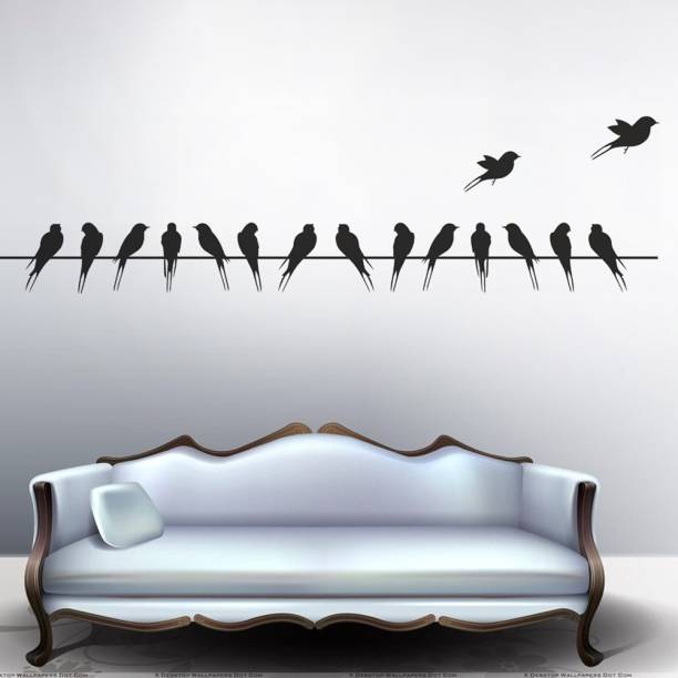 Aquire 150 cm Beautiful Long Tail Birds on Wire Self Adhesive Sticker
