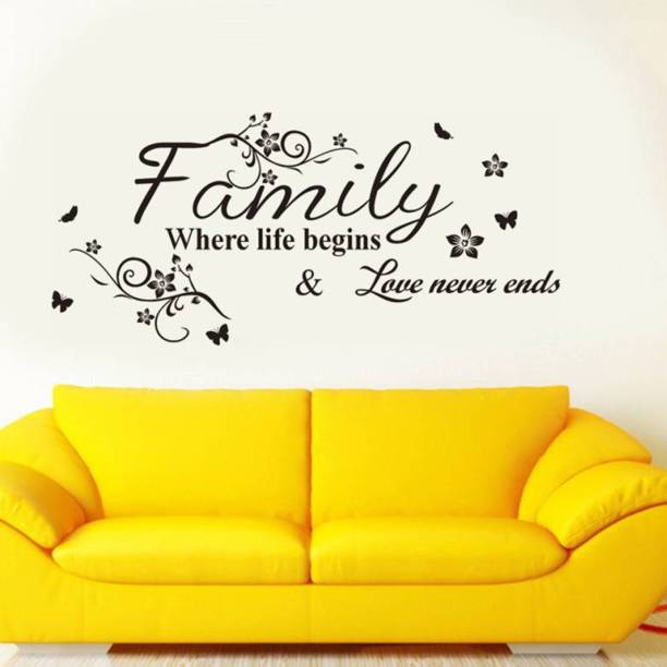 Aquire 90 cm Wall Quote Family Where Life Begins Self Adhesive Sticker
