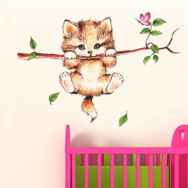 Aquire Little Catty On Branch 6410 Self Adhesive Sticker