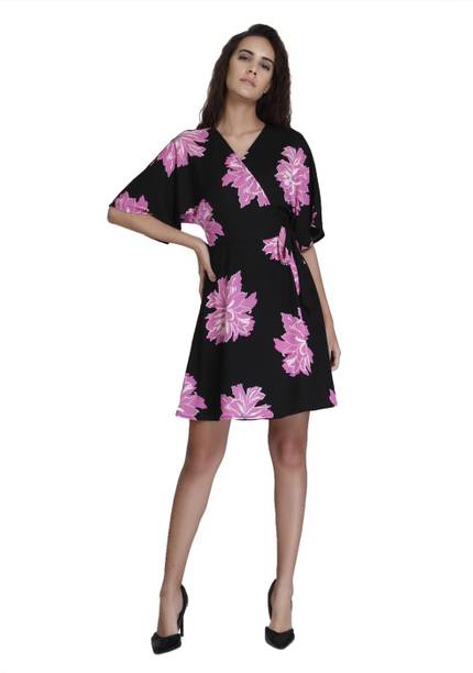 Women Shift Black Above Knee/Mid Thigh Length Dress