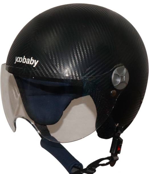 Steelbird SBH-16 Yoobaby Open Face Helmet for Kinds in Black with Plain visor Motorbike Helmet
