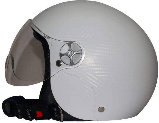 Steelbird SBH-16 Josh Open Face Helmet for Kids Age 10 to 14 Years in White with Plain visor Motorbike Helmet